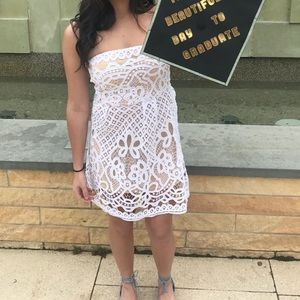 Giselle Strapless White Lace Dress